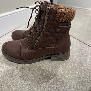 Brown Quilted Ankle Boots